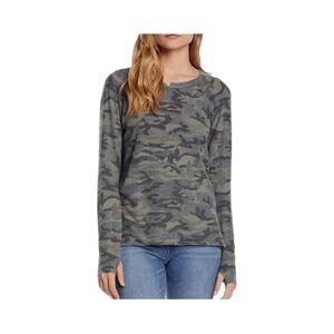 Michael Stars Madison Long Sleeve Brushed Army Camo Top NWT Size SP